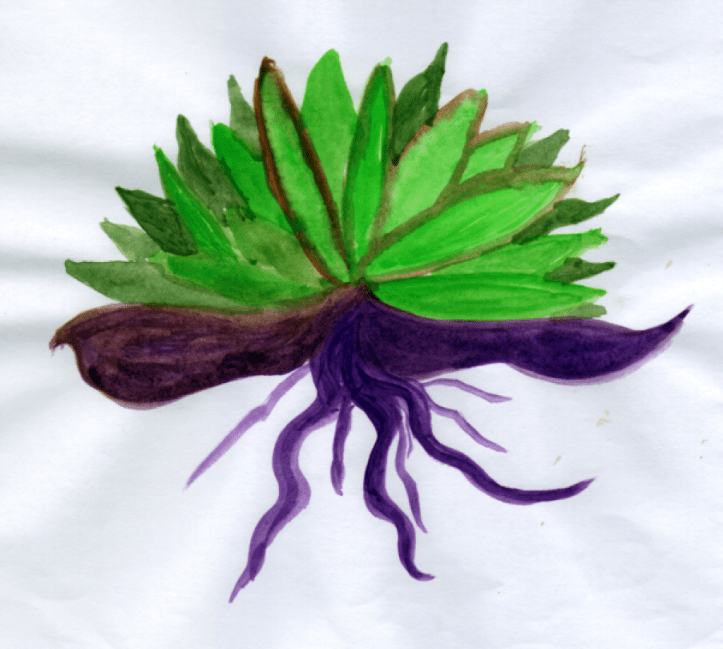 Green Shots and Purple Roots painting by Wendy Freebourne